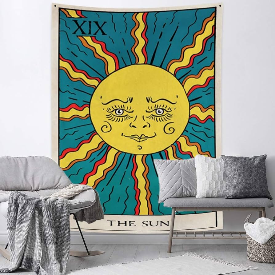 Amazon.co.jp: 180x235cm タロット タペストリー 太陽 人間の顔